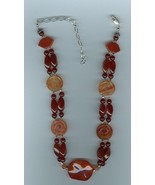 Adjustable Carnelian Wave and Rose Bead Two Strand Choker - €41,69 EUR