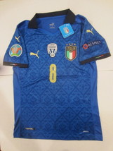 Jorginho Italy 20/21 Euro Champions Match Slim Blue Home Soccer Jersey 2020-2021 - £80.42 GBP