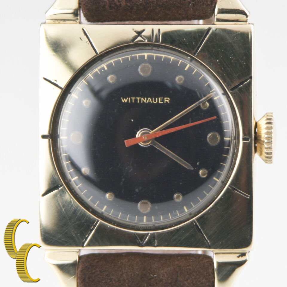 Wittnauer Vintage Men's 14k Yellow Gold Hand-Winding Watch w/ Brown Leather Band - £747.61 GBP