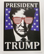 President Trump Black and White with Blue Background and Red Glasses Sticker Fun - £1.84 GBP