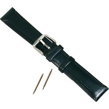 Black Oilskin Leather Chrono Watch Band Watchband Watchmaker Repair 18mm - £11.31 GBP