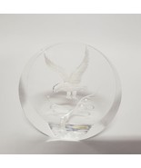 Lucite Paperweight Etched Landing Bird on branch Reverse Carved  Acrylic - £5.50 GBP