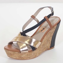 Divietto Womens Brown Bronze Leather Kork Handmade Platform Wedges Shoes - £23.66 GBP+