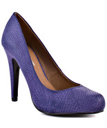 Madeline Girl Dimple Womens Purple Snake Skin Pumps Heels Shoes - £18.46 GBP+