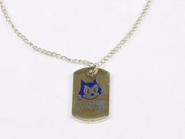 Felix The Cat Necklace w/Polished Silver Tone Dog Tag Pendant ~ “TOXIC” #YPD1129 - £7.77 GBP