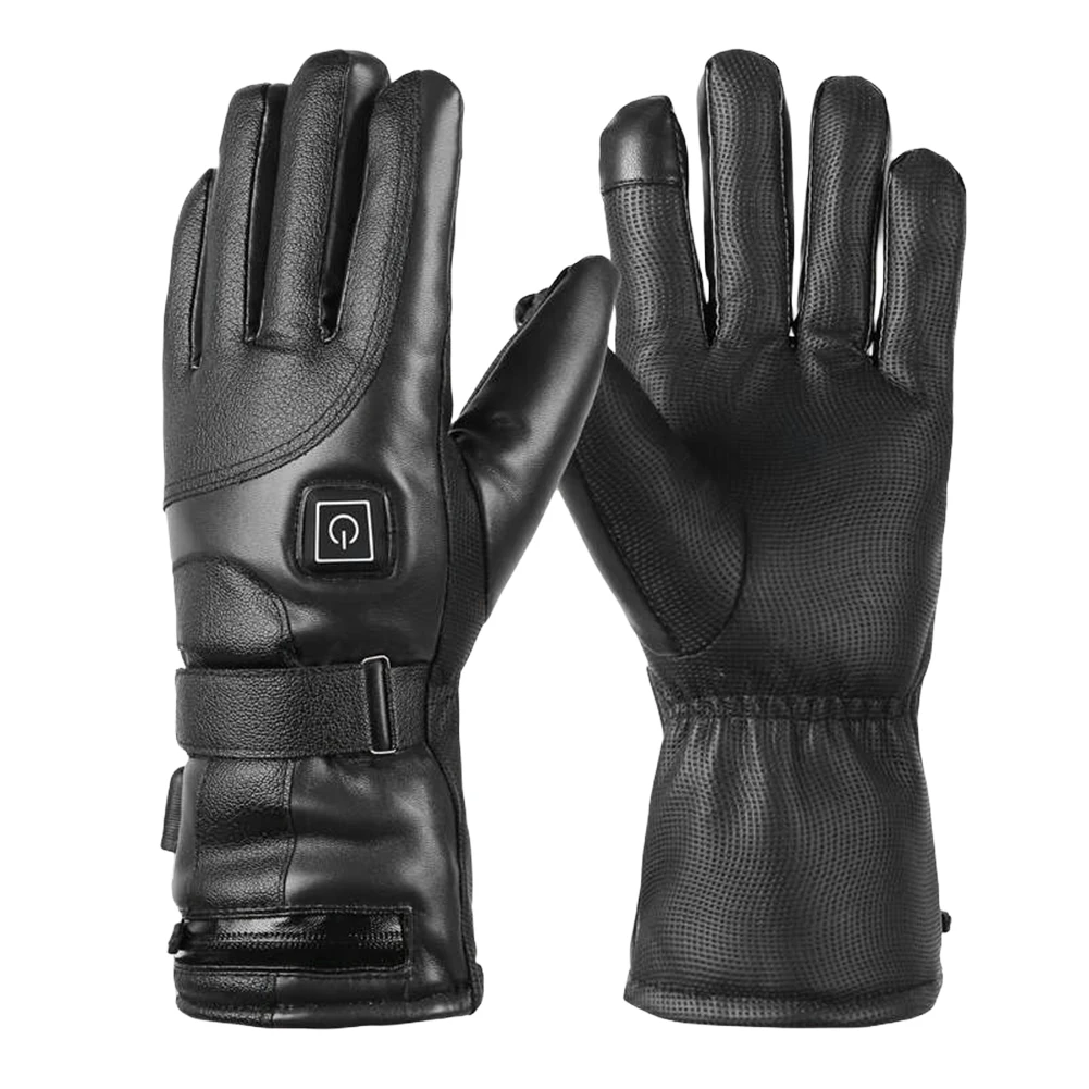 Winter Electric Warming Gloves PU Motorcycle Heated Gloves Waterproof Hand War - £33.25 GBP
