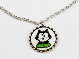 Felix The Cat Necklace, Silver Tone Bottle Cap Pendant ~ OK So I&#39;m Weird YNC1166 - $9.75