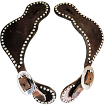 Vaquero Studded Buckaroo Heavy Smooth Harness Leather Mens 10.5 inch Spur Straps - £51.83 GBP