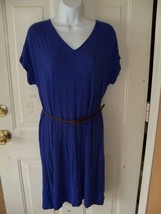 Merona Purple V-Neck Stretch Belted Knit Shirt Dress Size XS Women&#39;s NWOT - £15.04 GBP