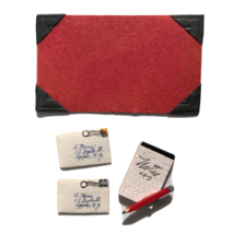 dollhouse miniature desk blotter in red and black with letters pencil note pad - £7.85 GBP