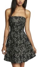 New Express $118 Womens Strapless Metallic Gold Black Snake Fit Flare Dr... - $116.82