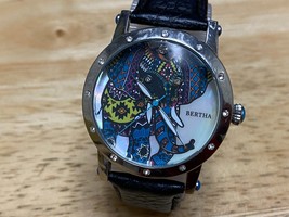 Bertha Lady 30m Silver Faux Diamonds Leather Band Analog Quartz Watch~New Batter - £75.91 GBP