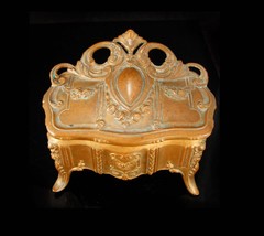 FANCY Antique Jewelry casket Coffin box Victorian ornate baroque LARGE Trinket  - £203.58 GBP
