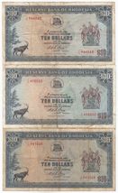 Rhodesia, Set of 3, All Key Dates, 1971, 1972, 1973, Reserve Bank of Rho... - $114.48