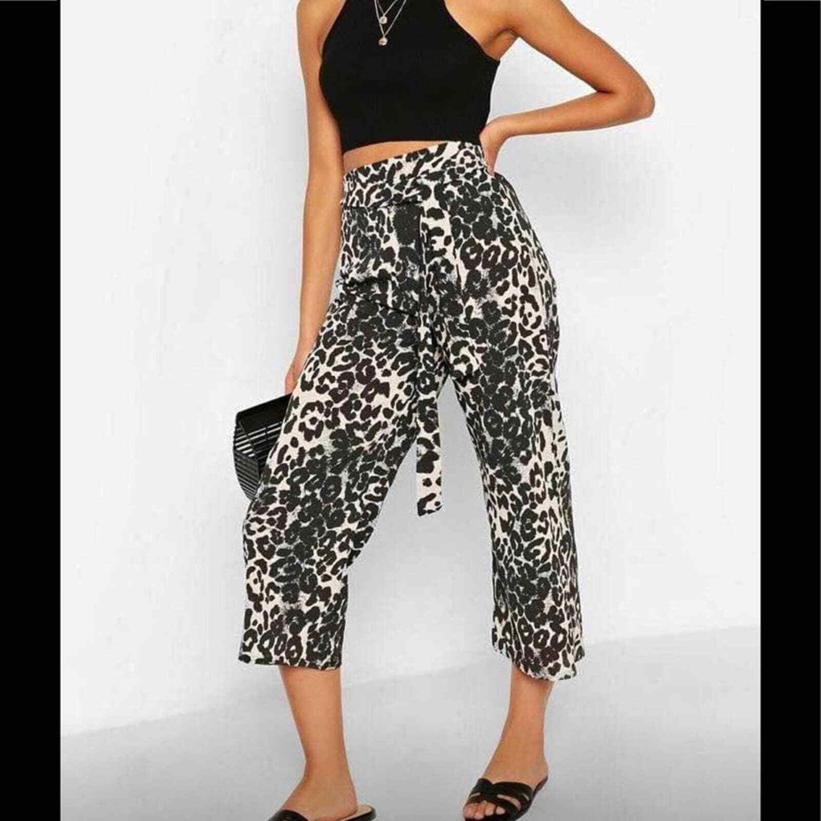 Boohoo animal print leopard flowy pants - $25.14