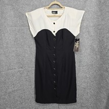 VTG Dawn Joy Fashions Deadstock Dress Black White 13/14 Button Down NWT ... - £16.13 GBP