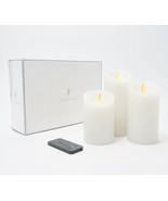 Luminara Set of 3 Assorted Pillars in Gift Box with Remote in White - £53.38 GBP