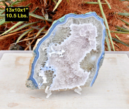 Foot Wide XL AMETHYST Geode Crystal Slab w/ Banded Agate * 13x10x1&quot; * Brazil - £138.41 GBP