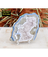 Foot Wide XL AMETHYST Geode Crystal Slab w/ Banded Agate * 13x10x1&quot; * Br... - £137.04 GBP