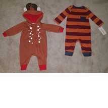 Hooded Deer Reindeer Baby Outfit Lot Cat &amp; Jack 0-3 Months Halloween Cos... - $16.79