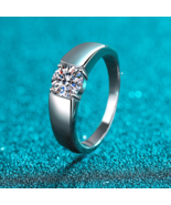 GRA Certified Round Cut Solitaire 0.5 /1ct Moissanite S925 Man Ring - $76.00+