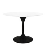48&quot; Tulip Style Dining Table White Round Fiberglass Top Black Cast Alumi... - $859.99