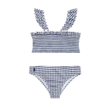 Polo Ralph Lauren Toddler Girls Gingham Two Piece Swimsuit Navy/White 2 2T NWT - £22.27 GBP