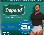 Depend Fresh Protection Adult Incontinence Underwear for Men,  L, Grey 7... - $56.10