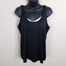 Pro Player Shirt Womens Medium Tank Top Attached Strappy Sports Bra Black Pink - £7.02 GBP