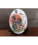 Chalkware Decoupage Halloween Owl Pumpkin 4x6 Sugar Frosted Wall Plaque ... - £32.79 GBP