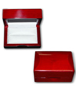 Cherry Rosewood Solid Red Wood Leather Double Ring Jewelry Box NEW - £15.81 GBP