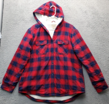 Boston Traders Shacket Womens XL Multi Plaid Sherpa Lined Hooded Button ... - £18.40 GBP