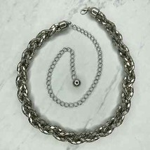 Silver Tone Braided Woven Chain Link Belt OS One Size - £15.48 GBP