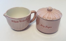 Hey Sugar Covered Sugar Bowl Creamer Made with Love Set Romantic Valentine Pink - £16.94 GBP