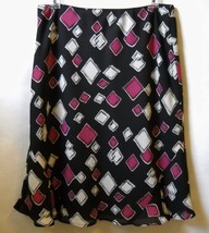 Axcess Liz Claiborne Skirt Black Pink White Lined Flared Bottom Size 10 Womens - £19.91 GBP