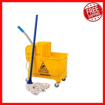 Ergonomic Mop Bucket with Upward Press Wringer - 22 Qt Yellow Cleaning S... - $1,478.81 MXN