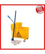 Ergonomic Mop Bucket with Upward Press Wringer - 22 Qt Yellow Cleaning S... - $79.19