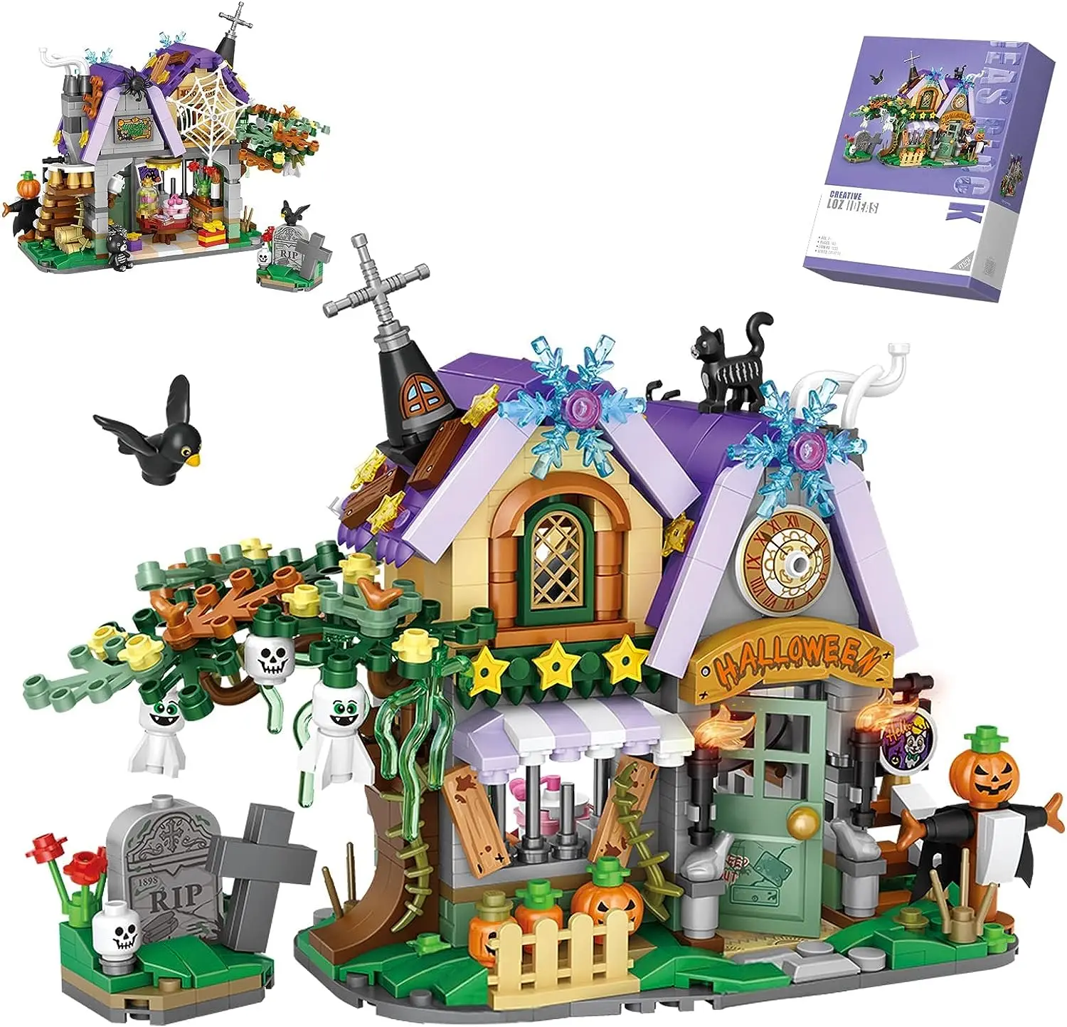 Halloween Haunted House Mini Building Blocks Toy House kid Ghost Vampire - £26.00 GBP+
