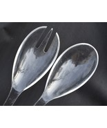 MCM Lucite Acrylic Extra Long Salad Server Spoon Fork Set 17&quot; Mid Centur... - $25.00