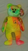 Ty Beanie Baby Babies~PEACE BEAR~5th Gen. No Stamp~Neon Yellow/Green/Pink - £1,517.06 GBP