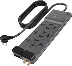 Heavy Duty Power Strip Surge Protector 12 AC Multiple Outlets 8ft Power Cord - £32.59 GBP