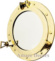 12&quot; Porthole Window Wall Mirror Brass Porthole Ship Porthole Nautical Ho... - £81.80 GBP