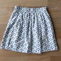 Madewell Ikat Shirred Skirt Crosshatch Cotton Small Blue White - £19.02 GBP