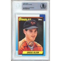 Gregg Olson Baltimore Orioles Auto 1990 Topps Baseball #655 Signed BAS Auth Slab - $69.99