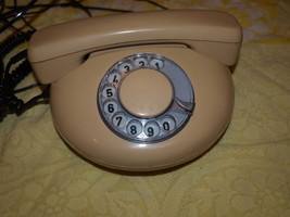 VINTAGE SOVIET CZECHOSLOVAKIA ROUND ROTARY DIAL PHONE TESLA  COCAO COLOR... - $44.80