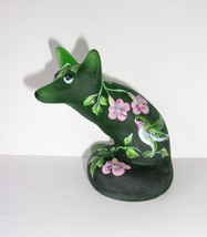 Fenton Glass Emerald Green Ruby Throated Hummingbird Fox Figurine Ltd Ed... - $173.15