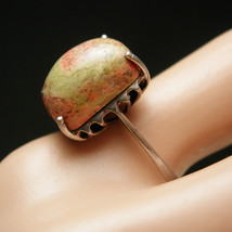 Unakite Sterling Ring Vintage Hand Cut  4.9 Grams Marked 935 Swiss silver Women&#39; - £132.61 GBP