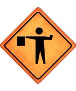 Man Holding Flag Novelty Metal Crossing Sign - $36.85 CAD
