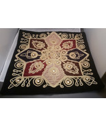 Decorative Vintage pillow cover, Black velvet background, brown wine nav... - £27.35 GBP