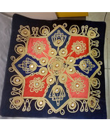 Decorative Vintage pillow cover, Navy velvet background, Teal, Blue, Red... - £27.35 GBP